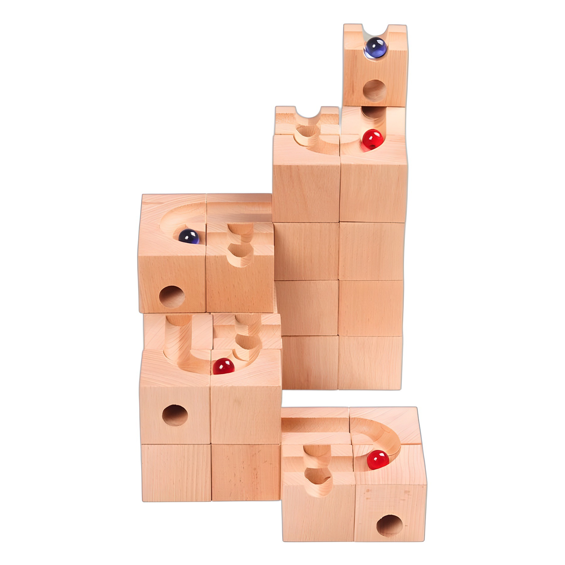 Transfronterizos bebés de madera pista tubería escena de ensamblaje balón bloques de construcción ensamblaje marmol parque de atracciones juguetes