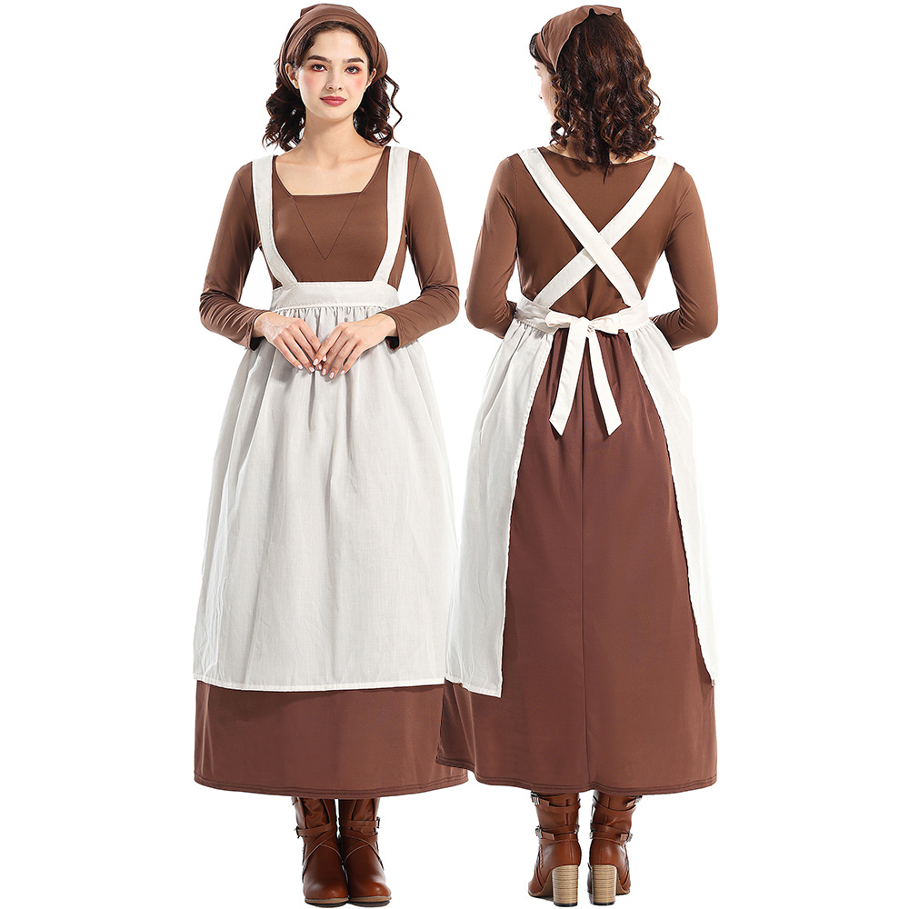 Halloween Clothing European Farm Female Dress Coffee Shop Maid Cosplay Stage Costume Amazon Supply