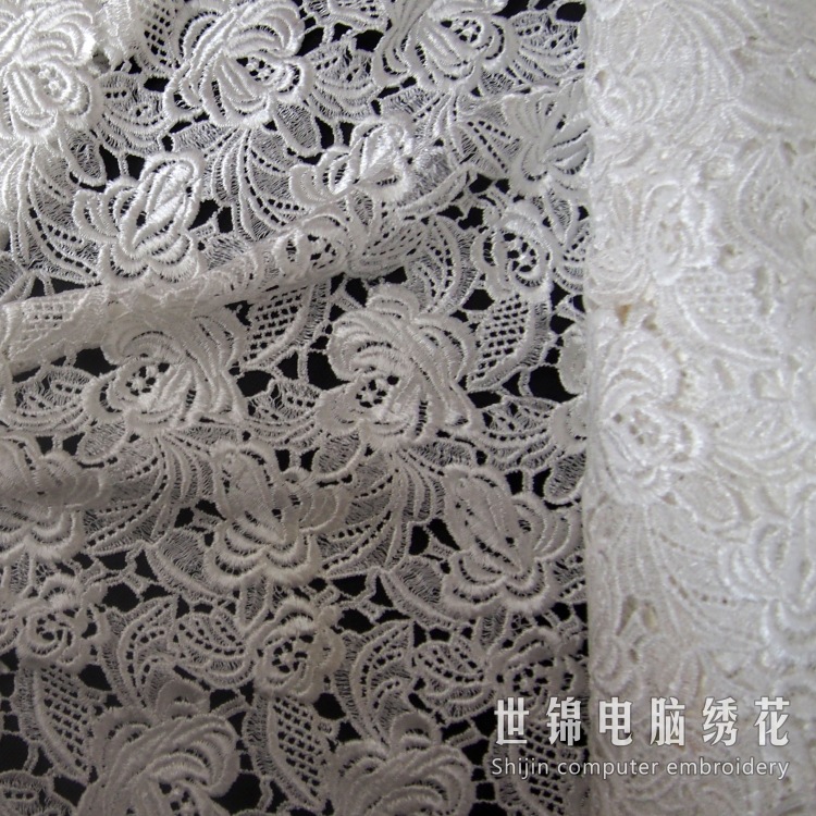 【源头工厂】高档涤光花边蕾丝水溶工艺高密度高端欧美外单走秀款