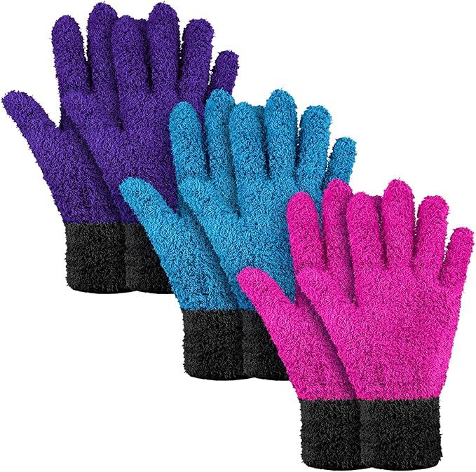 Guantes de Limpieza de Microfibra de Poliéster Bicolor para Polvo y Pulido del Hogar