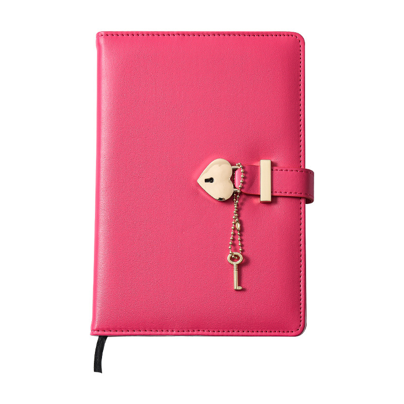 Password Notebook With Lock Notebook Thickened Notepad Creative Heart-shaped Lock Cute Girl Love Lock Diary
