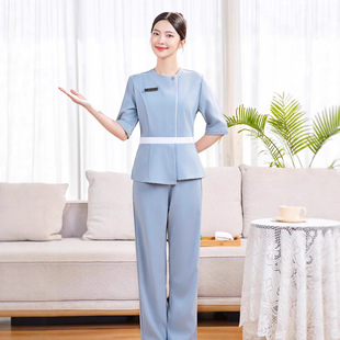 2025 New Technician Work Clothes Suit Health Center Head Therapy Spa Massage Beautician Makeup Work Clothes Summer Women