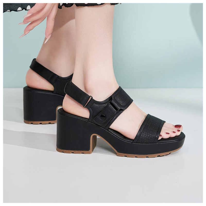 Dép sandal nữ đế dày quai Velcro mùa xuân hè 2025 — Màu đen, Màu camel, Màu trắng be chi tiết 13