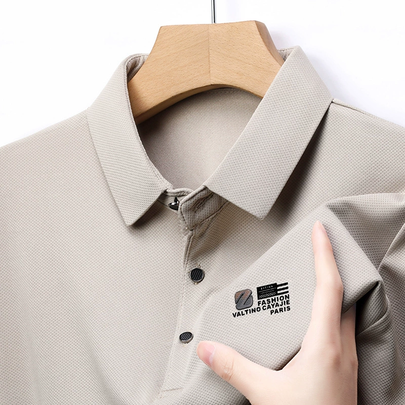 Трансграничная футболка с коротким рукавом мужская летняя новая деловая повседневная дикая эластичная мужская рубашка-поло