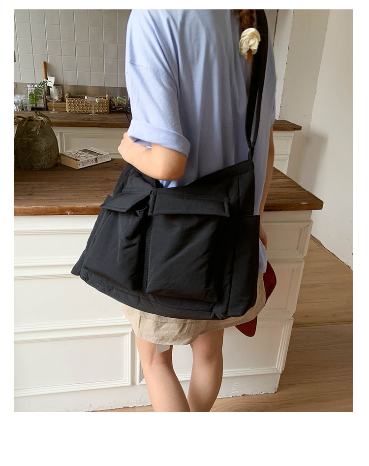 Japanese-style workwear style large-capacity single-shoulder bag, large pocket simple tote bag, ins canvas school crossbody messenger bag undefined