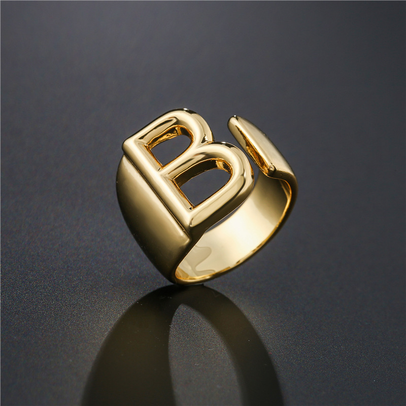 Wholesale New 18k Copper Gold-plated Alphabet Open Ring Nihaojewelry display picture 21