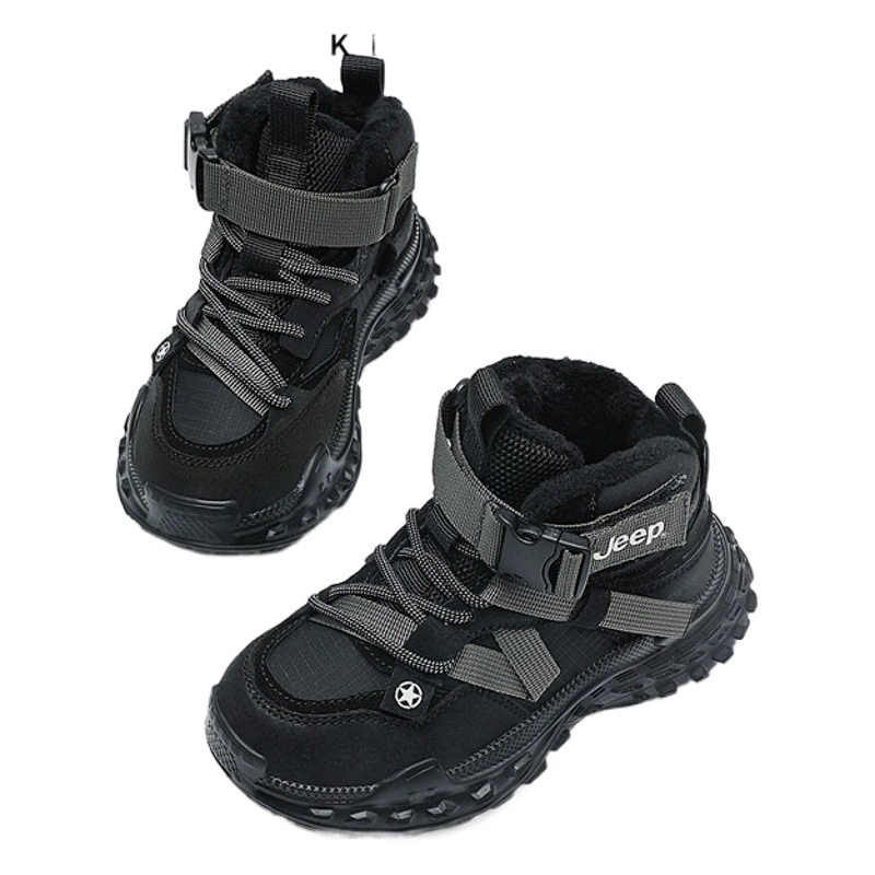 Детская Хлопковая обувь для джипов, зимняя детская обувь на флисовой подкладке, Новинка осени и зимы 2022 года, хлопковая нескользящая обувь для мальчиков, кроссовки