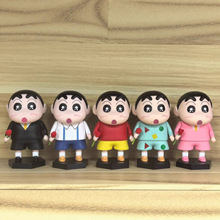 Crayon Shin-Chan Figure Rose Shin-Chan Cute Anime Figure Holding Flowers Nohara Shinnosuke Doll Ornaments Desktop