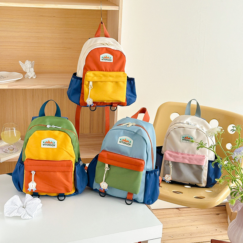 Nueva mochila infantil de colores contrastantes lindas mochila infantil para niños niñas mochila de viaje ligera ocio
