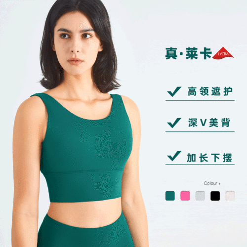 Lycra Lycra deep V beautiful back yoga sports bra European and American high collar fitness bra push up sports vest women summer