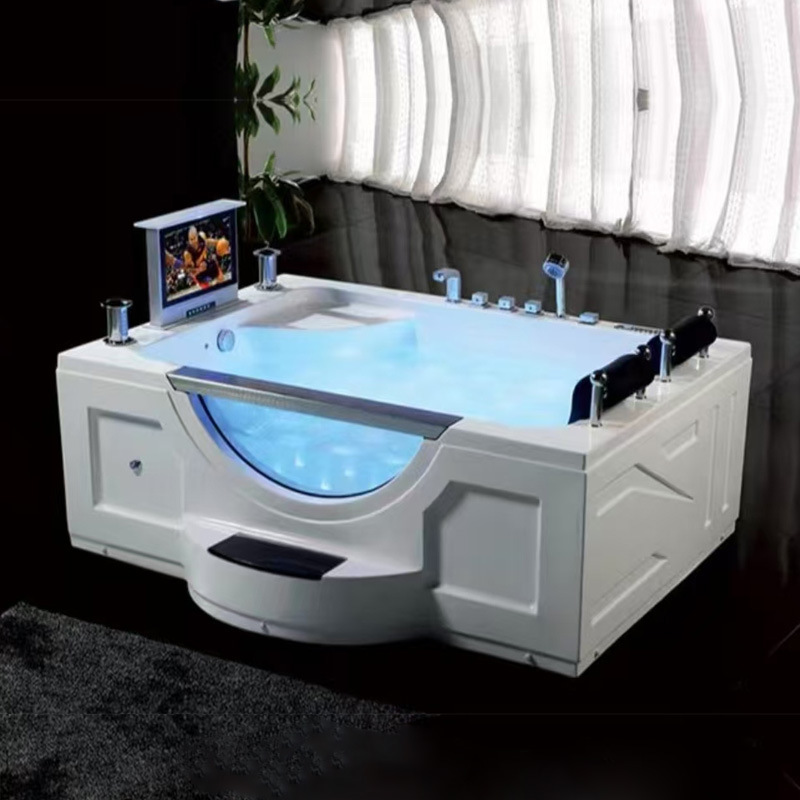 European-style Simple Luxury Acrylic Double Bathtub Thermostatic Lifting TV Homestay Double Skirt Bathtub SPA Bubble Pool