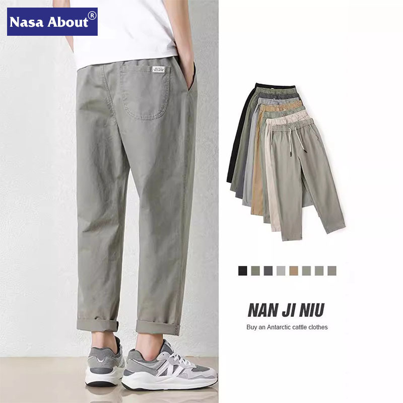 NASA Pants Men's Spring and Autumn 2025 Trendy Brand Ins Loose Casual Pants Cotton Straight Cropped Pants for Students