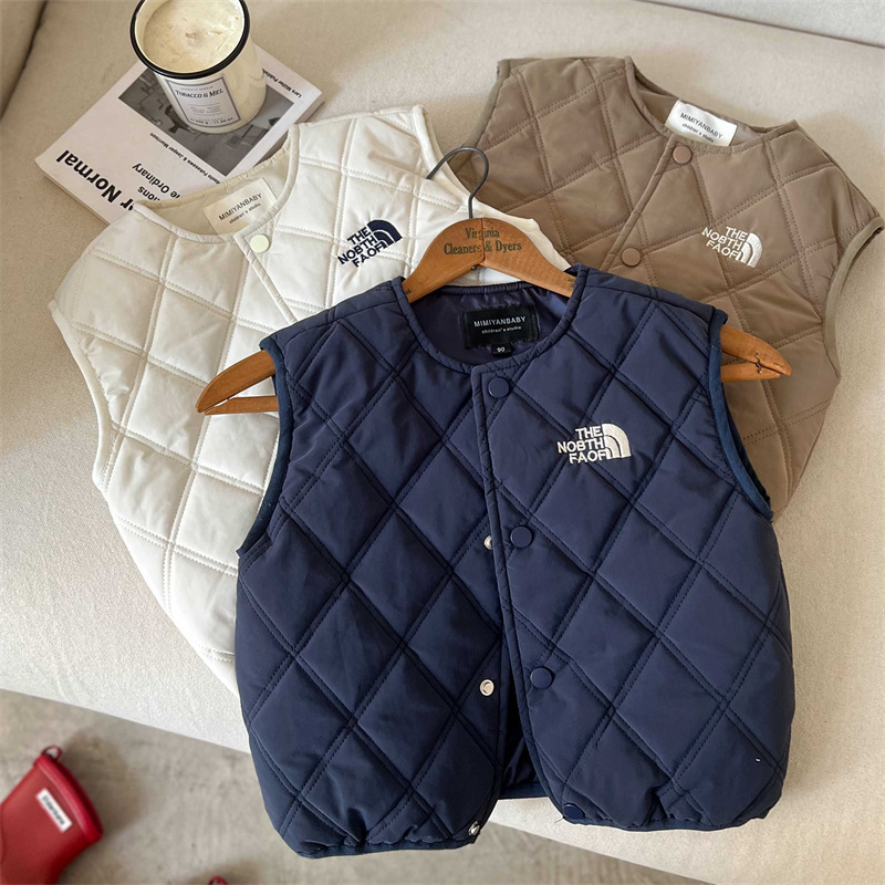 Limón salado siete niños otoño e invierno nuevos productos chaleco rombo japonés chaleco cálido chaqueta de chaleco acolchada para bebé estilo occidental