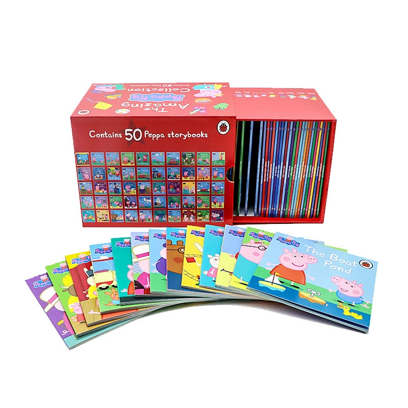 Английская оригинальная иллюстрированная книга Peppa Pig, страница 50, полный набор серий книг в красной коробке ребенка