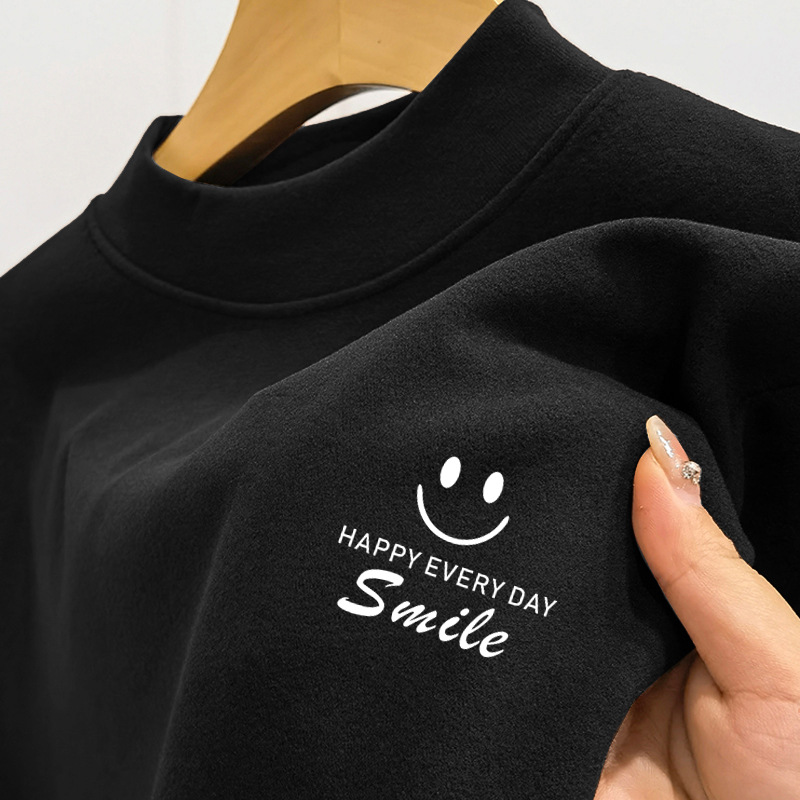 Ventas directas de la fábrica exquisita moda de negocios slim fit de terciopelo a prueba de frío cálido medio cuello alto ropa interior hombres otoño ropa base