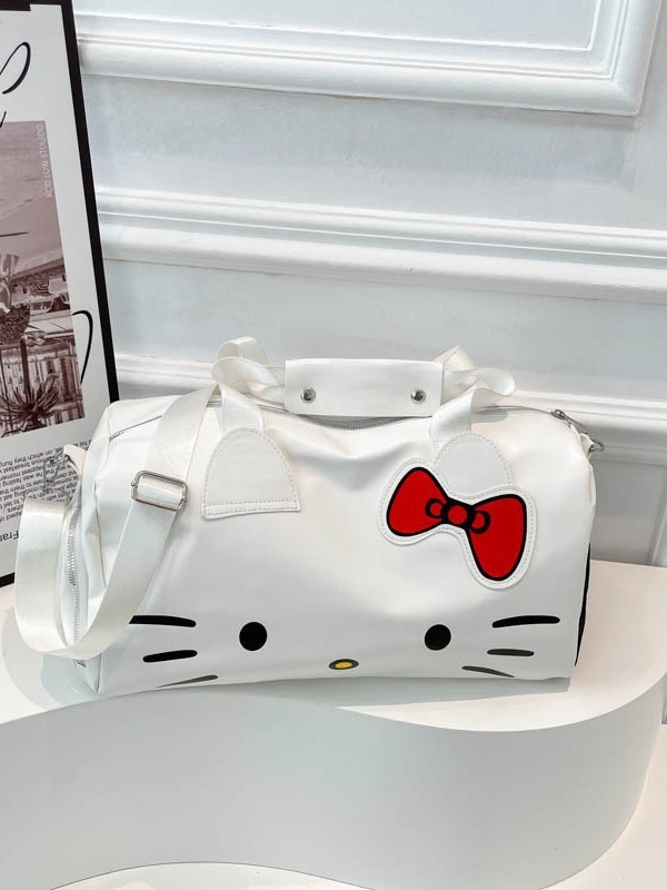 ハローキティ漫画かわいい大きなバッグショルダーリボンハローキティポータブルフィットネスバッグクロスボディトラベルバッグ|undefined