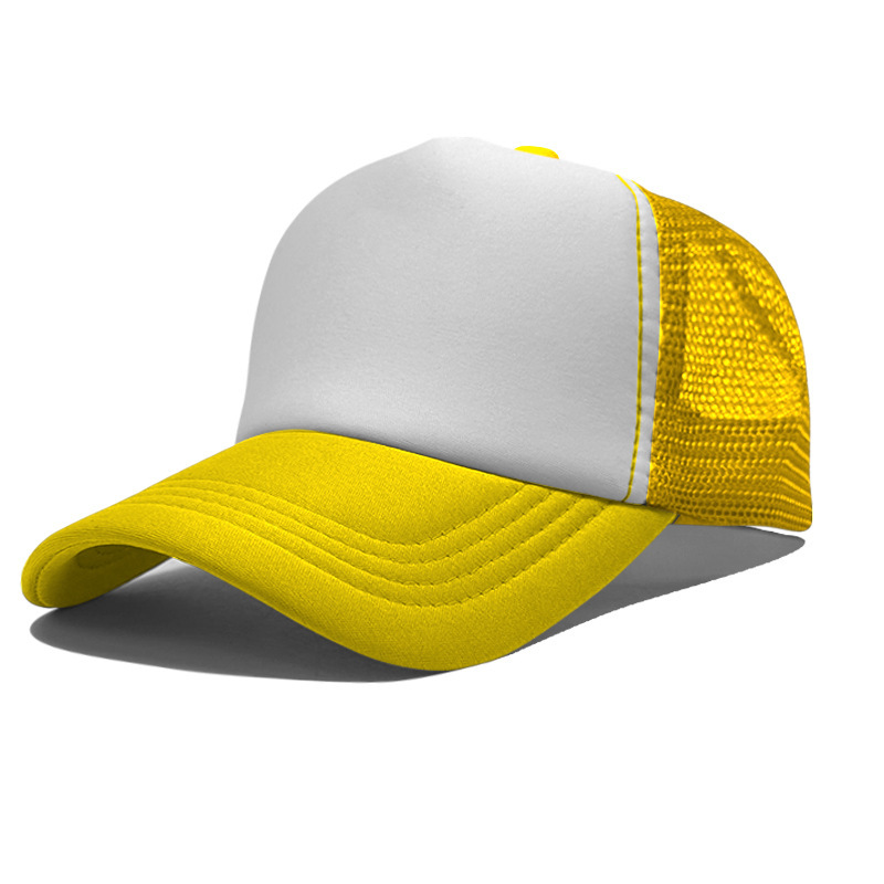 Gorra de malla de esponja con logo personalizado, gorra de béisbol de color sólido, comercio exterior transfronterizo, protección solar, gorra publicitaria con impresión personalizada, venta al por mayor.