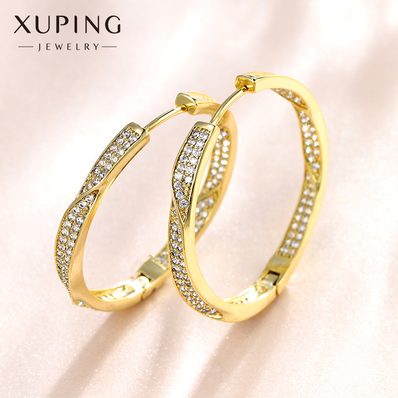 Xuping joyería aretes de aleación europea y americana temperamento femenino círculo rojo orejas nuevas joyerías de orejas geometría