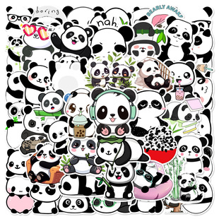 50 Panda Stickers Water Cup Hand Account Skateboard Suitcase Mobile Phone Case Computer Children's Toy Stickers panda