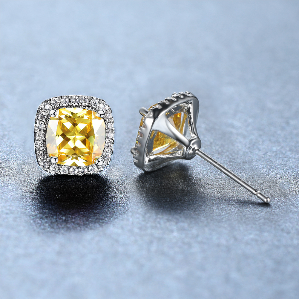 Fashion Geometric Copper Inlay Zircon Ear Studs 1 Pair