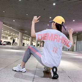 运动套装女夏季2022年新款学生韩版宽松洋气减龄跑步休闲两件套潮