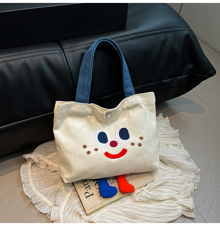 ins mini canvas bag, cute peach tote bag, Korean girl snack bento small bag canvas bag wholesale undefined