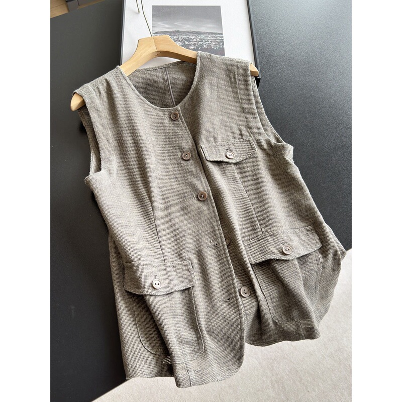 2026 New Casual Spring and Summer Short Casual Jacket Vest Elegant Cardigan Jacket for Women Wholesale N6Gmj26075