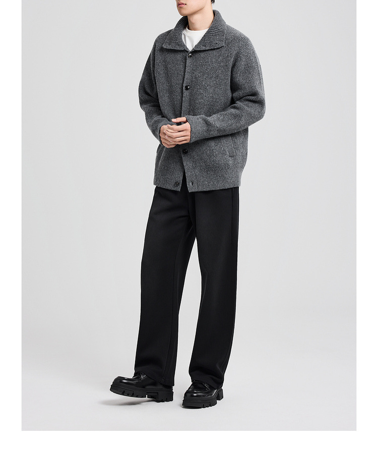 Áo len cardigan nam phong cách Mỹ dệt kim nhung hoa — màu đen chi tiết 18