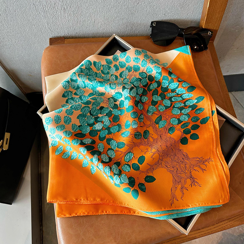 Bufandas de seda para mujeres 2025 primavera y otoño moda versátil temperamento minimalista 65cm bufandas de seda simuladas bufandas delgadas bufandas