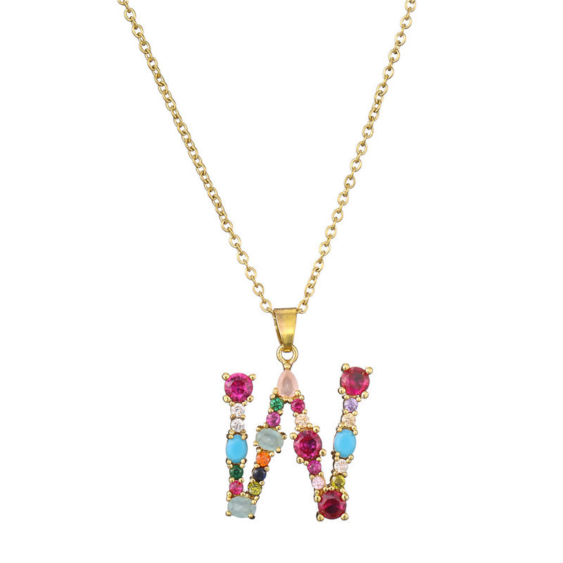 Ig Style Shiny Letter Alloy Plating Inlay Rhinestones Women's Pendant Necklace display picture 27