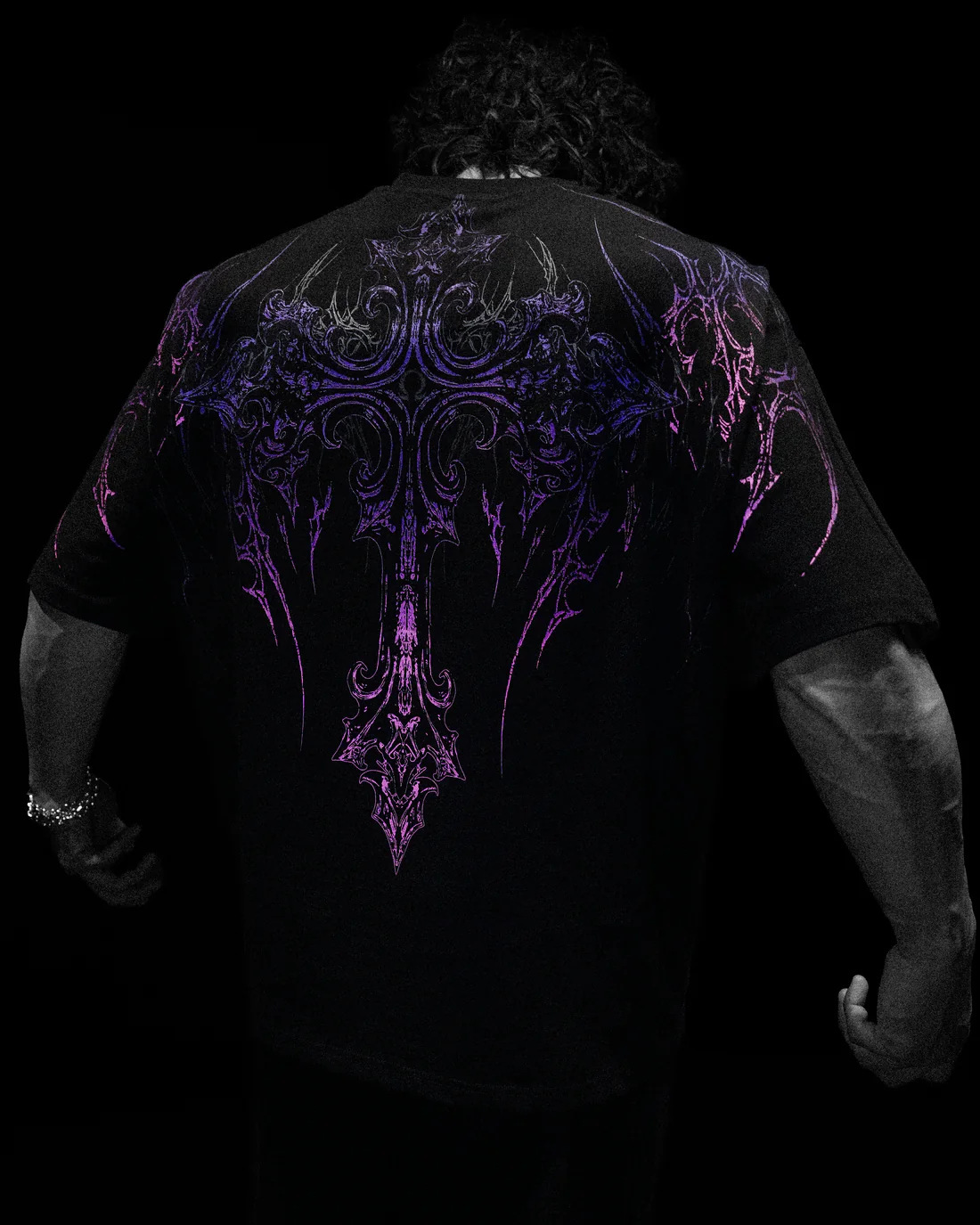Breathedivinity Men's Oversized T-Shirt Dark Style American Trendy Brand Sports Casual Cotton Printed Short Sleeve 008_viptrois.com