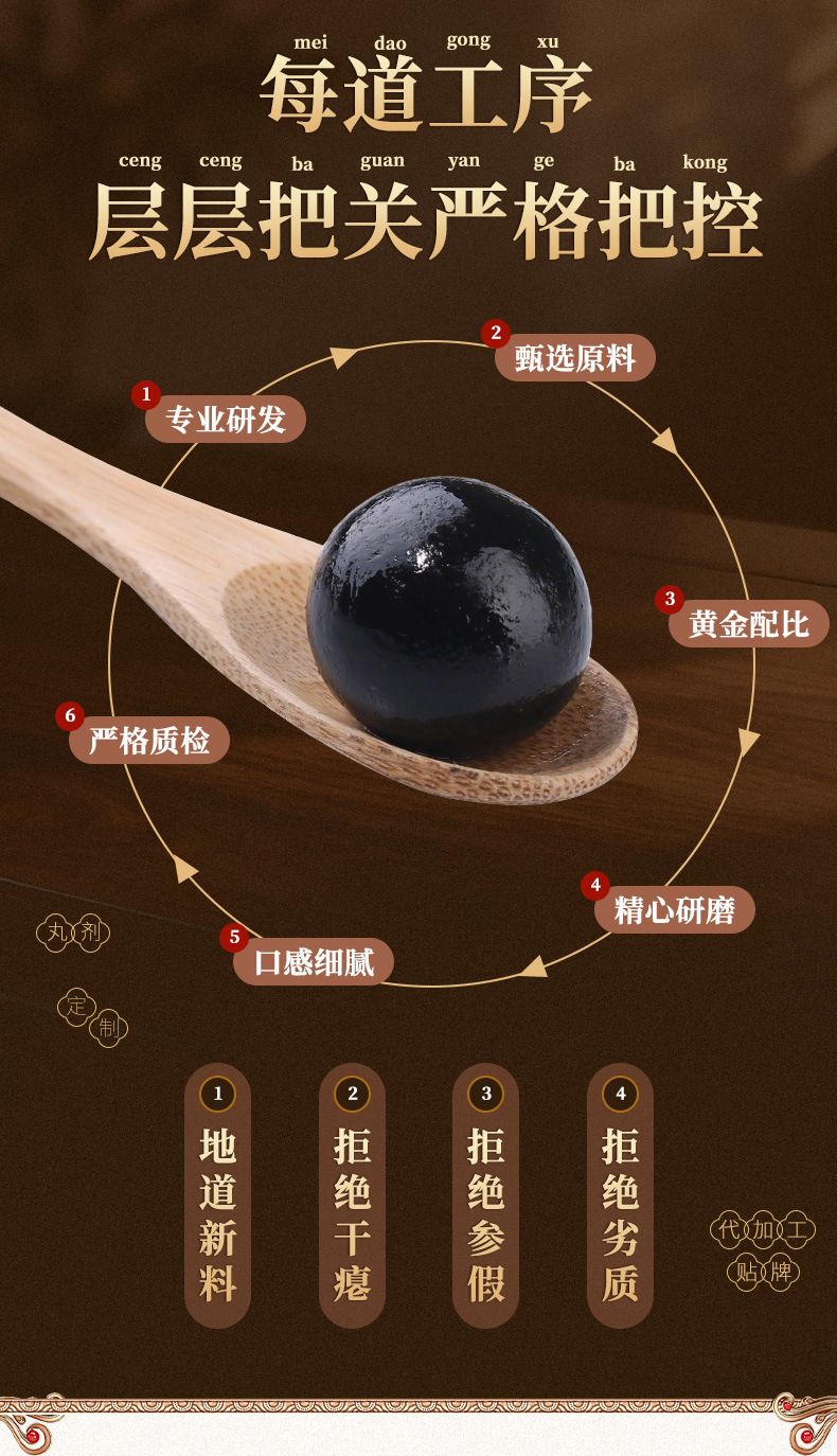 Deer Penis Pills Lu Bian Wan Herbal Wellness Pills with Sesame Black Ginseng Cistanche 9g quality and texture