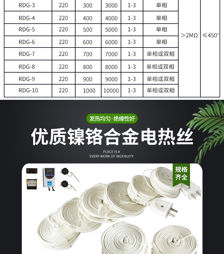 耐高温玻纤电伴热带 自限温加热带 防冻发热带伴热电缆自控温保温