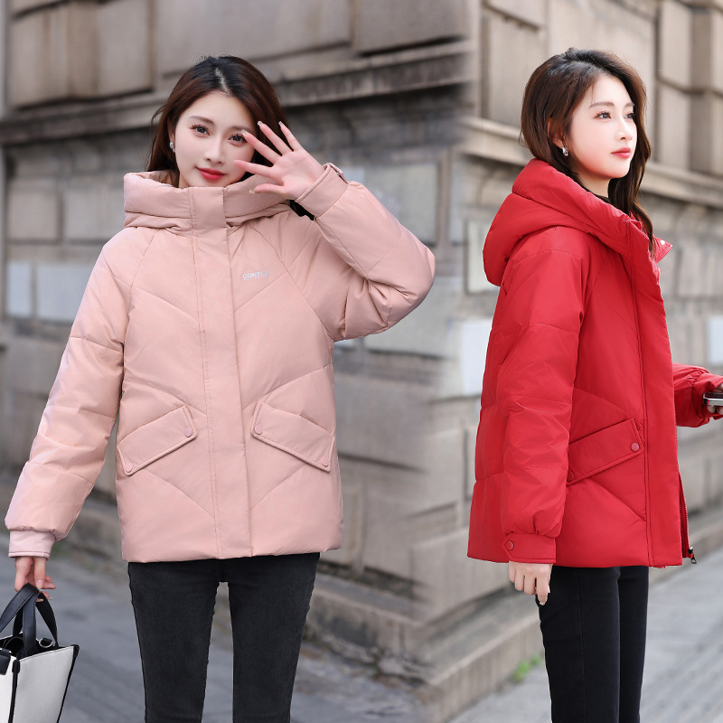 Nueva chaqueta de algodón de plumón para niñas corta chaqueta de algodón suelta de estilo coreano de color sólido versátil chaqueta caliente a prueba de frío para mujeres
