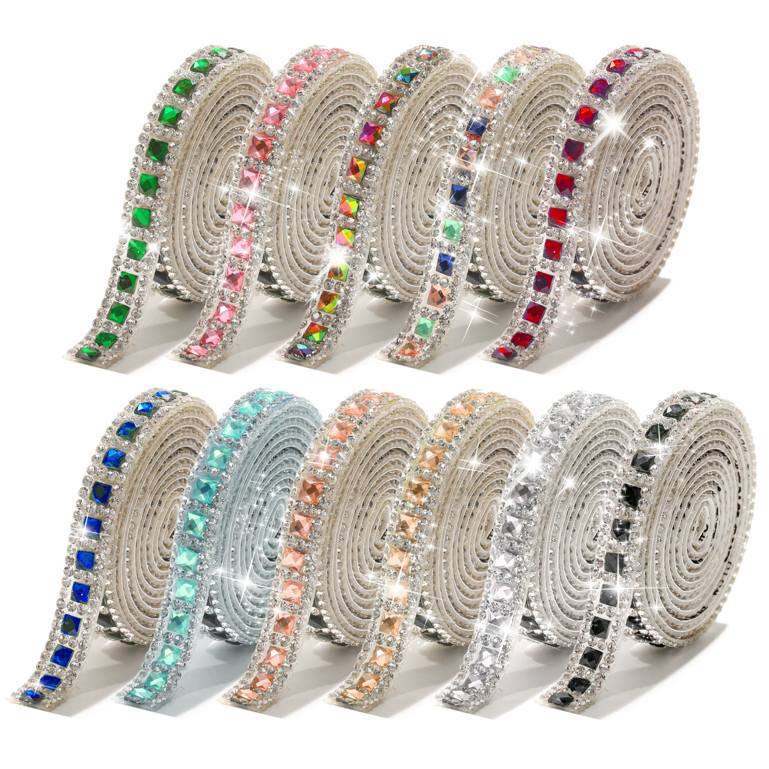 Цветные стеклянные бриллианты со стразами, полные стразы, разноцветные стеклянные бриллианты, стеклянные бриллиантовые полоски, самоклеящиеся бриллианты со штрих-кодом.