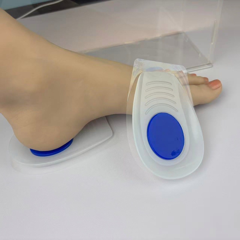 Real Silicone Heel Pad Thickeneded Sports Shock-Absorbing Heel Pad U-Shaped Half Size Non-Slip Anti-Wear Invisible Inner Heightening Insole