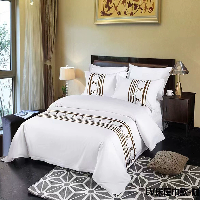 White set for hotel, bedspread, cloth, 4 piece set