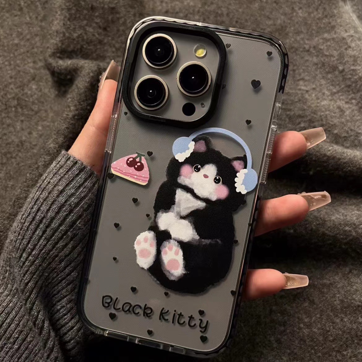 Earphone Cake Kitten for 15pro Apple Phone Case iPhone14plus Cartoon 13promax