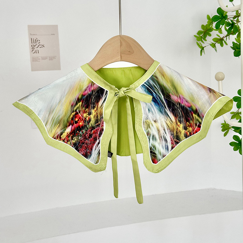 Cuello falso para niños, cuello falso de todo fósforo, cuello de hoja de loto, chal pequeño, cordones de alta calidad, chaleco pequeño de doble capa, bufanda de nube