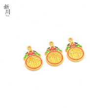 久不掉色古法金葫芦福字钱币吊坠钥匙扣手工DIY饰品挂件通孔直销