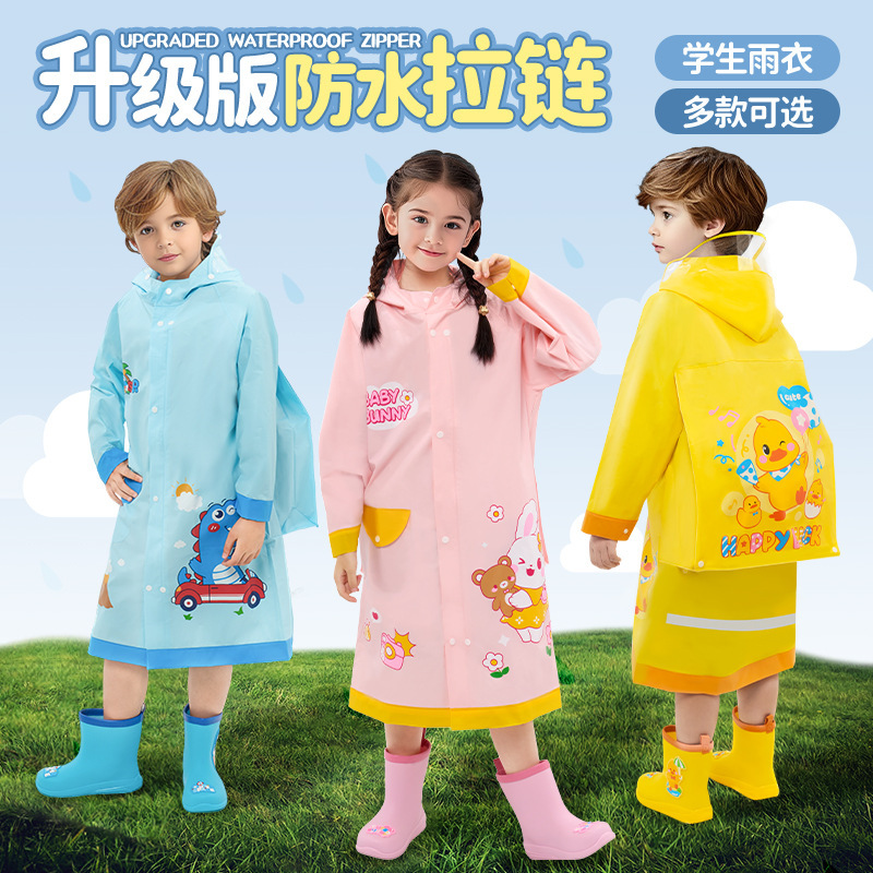 Children's Raincoat Boys' Girls' Kindergarten Baby's New Full Body Waterproof Pupils with Schoolbag Bit Children's Poncho
