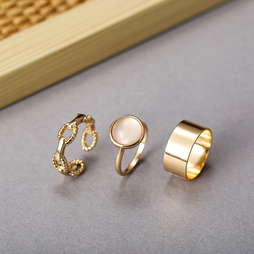 Retro Alloy Pearl Ring 3 Piece Set display picture 5