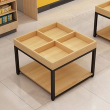 超市促销台堆头货架三层地堆牛奶油堆粮油展示架钢木质礼品台