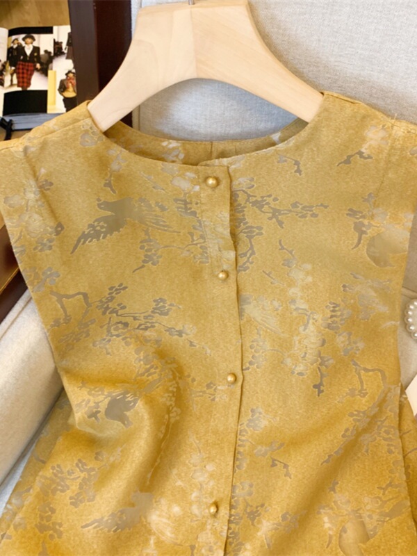 カウンター撤去ビッグブランドカットラベルレディース国民風ノースリーブ刺繍ベストベストレディース夏シングルブレストスリムトップ|undefined