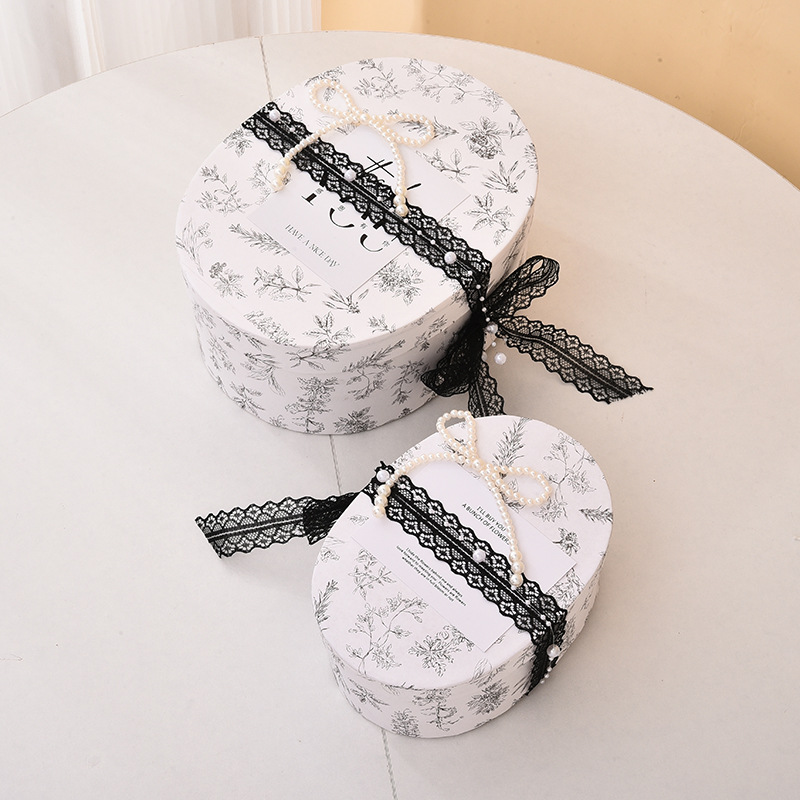 Caja de Regalo Ovalada Estilo Francés para el Día de Año Nuevo y el Festival de Primavera, Caja de Regalo Creativa, Caja de Regalo para el Cumpleaños de un Mejor Amigo, Caja de Embalaje para Repostería