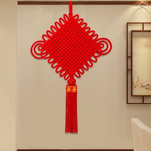 Cashmere fabric woven Chinese knot wholesale large hanging decoration for Spring Festival New Year celebration, real estate handover decoration Chinese knot pendant