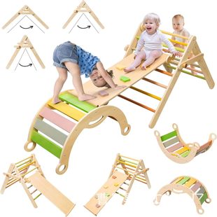 Wooden Children's Indoor Multi-Functional Climbing Frame Climbing Rainbow Bridge Children's Toys Parent-Child Communication Educational Climbing Frame