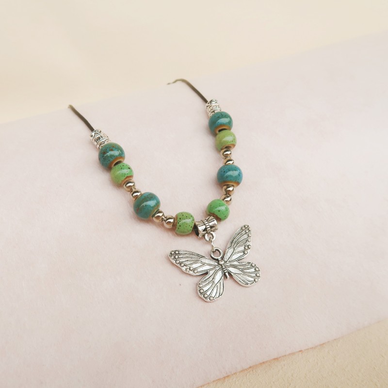 Alloy Material Butterfly Pattern Ethnic Style Butterfly Alloy Wholesale Pendant Necklace