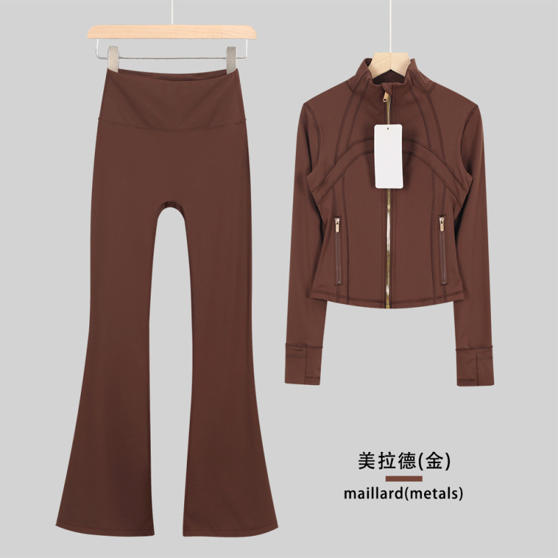 LULULACIE喇叭短款立领夹克运动套装DF外套上衣长袖女健身瑜伽服|undefined