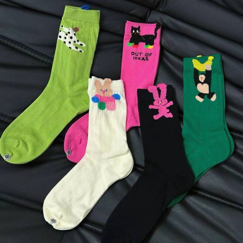 Women's Summer Personality Fashion Socks Cute Cartoon Korean Style Ins Fashionable Socks Thin Design Small Style Socks